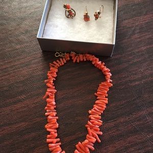 Antique coral branch necklace